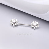 A Pair of Luscious Lotus Sparkle Nipple Barbell-Clear Gem