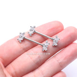 A Pair of Sparkle Overload ZigZag Nipple Barbell-Clear Gem