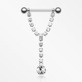 A Pair of Chandelier Gems Nipple Barbell Ring-Clear