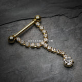 A Pair of Golden Chandelier Gems Nipple Barbell Ring-Clear