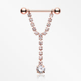 A Pair of Rose Gold Chandelier Gems Nipple Barbell Ring-Clear