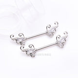 Detail View 1 of A Pair of Luscious Sparkle Butterfly Elegance Nipple Barbell-Clear Gem