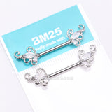 Detail View 3 of A Pair of Luscious Sparkle Butterfly Elegance Nipple Barbell-Clear Gem