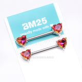 Detail View 3 of A Pair of Iridescent Heart Sparkle Nipple Barbell-Light Rainbow