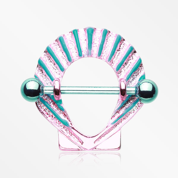 Colorline Ariel Seashell Nipple Shield Ring-Teal/Pink