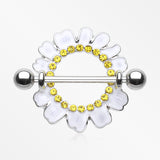 Adorable White Daisy Nipple Shield Ring-White/Yellow