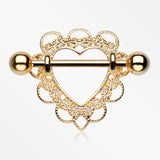 Golden Heart Filigree Nipple Shield Ring-Gold