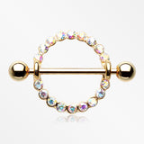 Golden Aureole Sparkle Nipple Shield Ring-Aurora Borealis