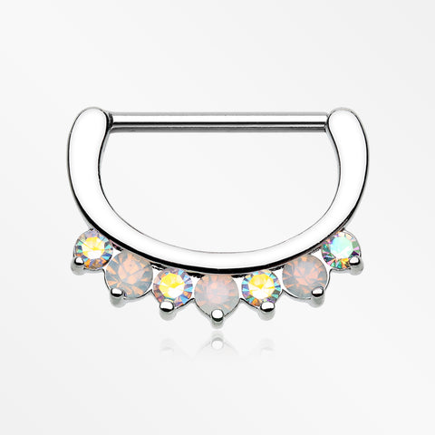 Opalite Sparkle Deuce Nipple Clicker-Aurora Borealis/White