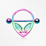 A Pair of Rainbow Iridescent Retro Alien Nipple Shield-Rainbow