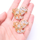 A Pair of Golden Butterfly Extravagant Sparkle Dangle Nipple Shield-Clear Gem