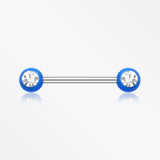 A Pair of Acrylic Gem Ball Nipple Barbell Ring-Blue/Clear