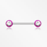 A Pair of Acrylic Gem Ball Nipple Barbell Ring-Purple/Clear