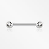 A Pair of Acrylic Gem Ball Nipple Barbell Ring-White/Clear