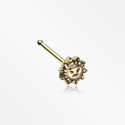 Golden Antique Mythical Sun Face Nose Stud Ring-Gold