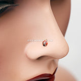 Golden Adorable Dainty Ladybug Nose Stud Ring-Red