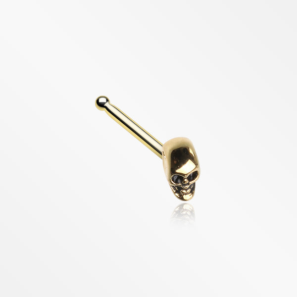 Golden Death Skull Head Nose Stud Ring
