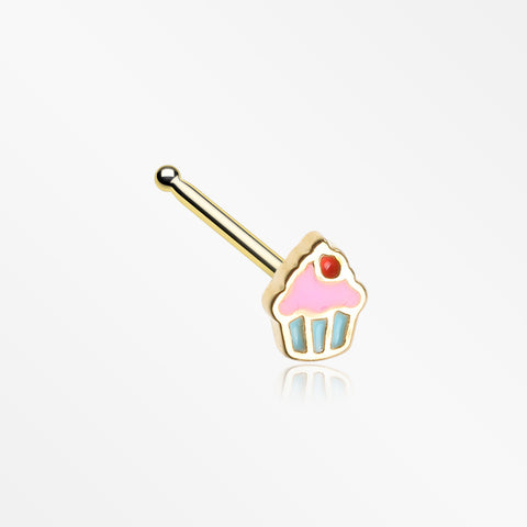 Golden Sweet Lil Cupcake Nose Stud Ring-Pink