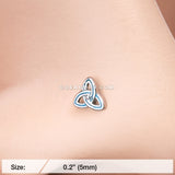 Triquetra Trinity Knot Nose Stud Ring-Teal