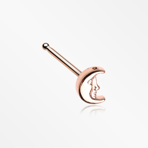 Rose Gold Mystic Crescent Moon Face Nose Stud Ring