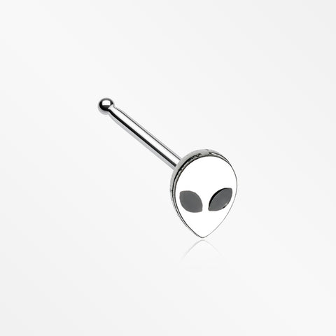 Retro Alien Head Nose Stud Ring-Steel