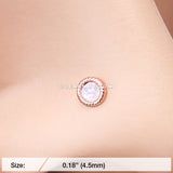 Rose Gold Opalescent Sparkle Circle Nose Stud Ring-White