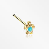 Golden Turquoise Turtle Nose Stud Ring-Turquoise
