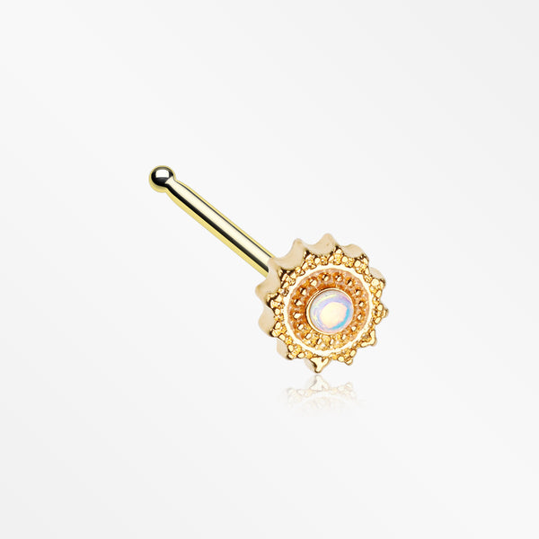 Golden Iridescent Revo Floral Mandala Nose Stud Ring