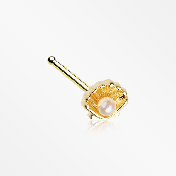 Golden Ariel's Shell Pearlescent Nose Stud Ring-White
