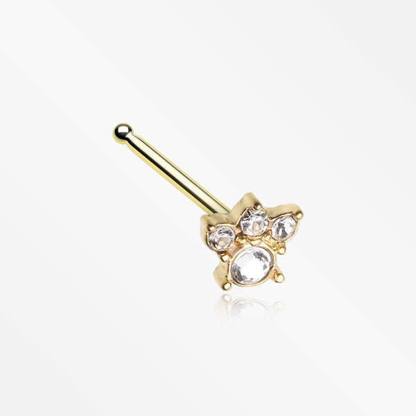 Golden Royal Majestic Sparkle Nose Stud Ring-Clear