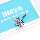 Pearlescent Spring Flower Sparkle Nose Stud Ring-Clear/White