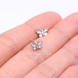 Opalescent Butterfly Sparkle Nose Stud Ring-Clear/White