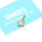 Golden Sparkle Crescent Moon and Star Nose Stud Ring-Clear Gem