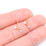 Detail View 3 of Golden Heart Sparkle Prong Dangle Nose Stud Ring-Clear Gem