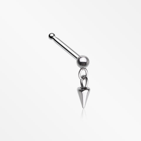 Steel Ball Dangle Chained Spike Nose Stud Ring