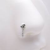 Detail View 1 of Death Skull Dangle Chained Spike Nose Stud Ring