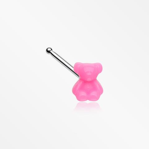 Kawaii Pop Pink Teddy Bear Nose Stud Ring-Pink