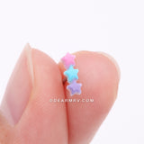 Detail View 2 of Kawaii Pop Pastel Assorted Star Trio Nose Stud Ring-Multi