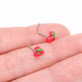 Detail View 3 of Kawaii Pop Juicy Red Cherry Nose Stud Ring-Red/Green