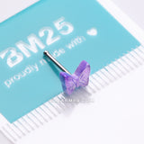 Detail View 4 of Iridescent Purple Butterfly Nose Stud Ring-Purple