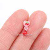 Detail View 2 of Kawaii Pop Cherry Heart Dangle Nose Stud Ring-Pink/Red