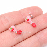 Detail View 3 of Kawaii Pop Cherry Heart Dangle Nose Stud Ring-Pink/Red