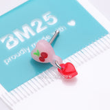 Detail View 4 of Kawaii Pop Cherry Heart Dangle Nose Stud Ring-Pink/Red