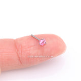 Detail View 2 of Heart Sparkle Gem Nose Stud Ring-Pink
