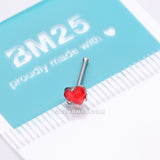 Detail View 4 of Heart Sparkle Gem Nose Stud Ring-Red