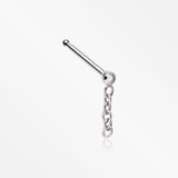 Chainlink Sparkle Dangle Nose Stud Ring-Hematite