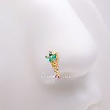 Detail View 1 of Golden Juicy Pineapple Sparkle Nose Stud Ring-Yellow/Pink