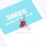 Detail View 4 of Sparkle Cherry Heart Pearlescent Dangle Nose Stud Ring-Red/White