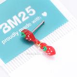 Detail View 4 of Very Berry Double Strawberry Dangle Nose Stud Ring-Red