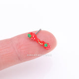 Detail View 2 of Very Berry Double Strawberry Dangle Nose Stud Ring-Red
